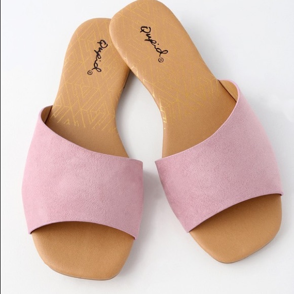 Lilac pink one band suede slip on sandals - Picture 8 of 8